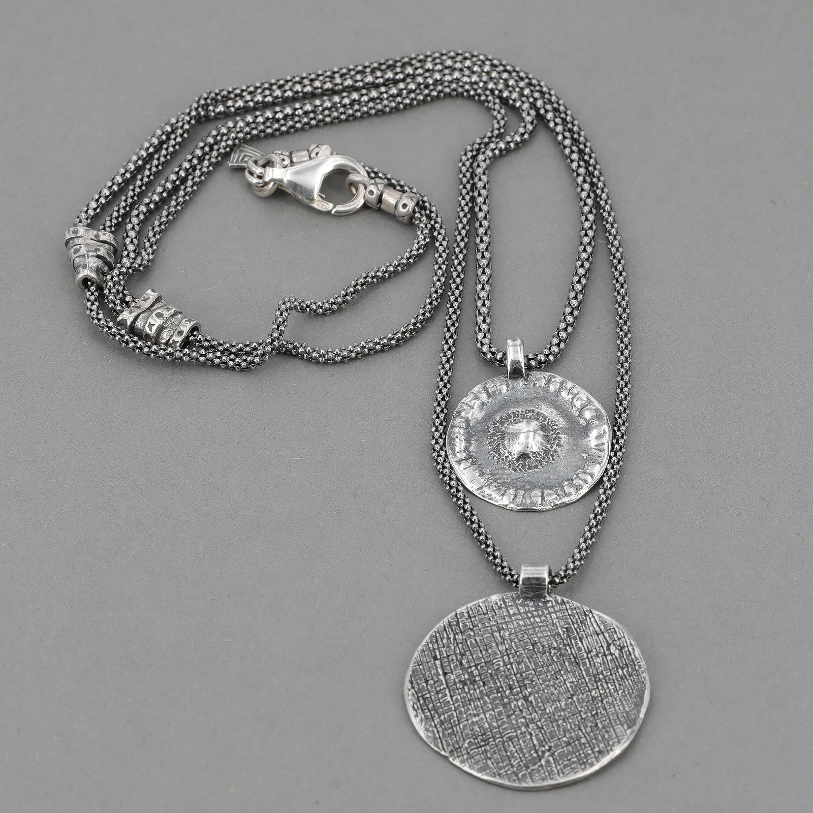 Retired Silpada Oxidized Sterling 2-Strand Layered Popcorn Chain Necklace N1823