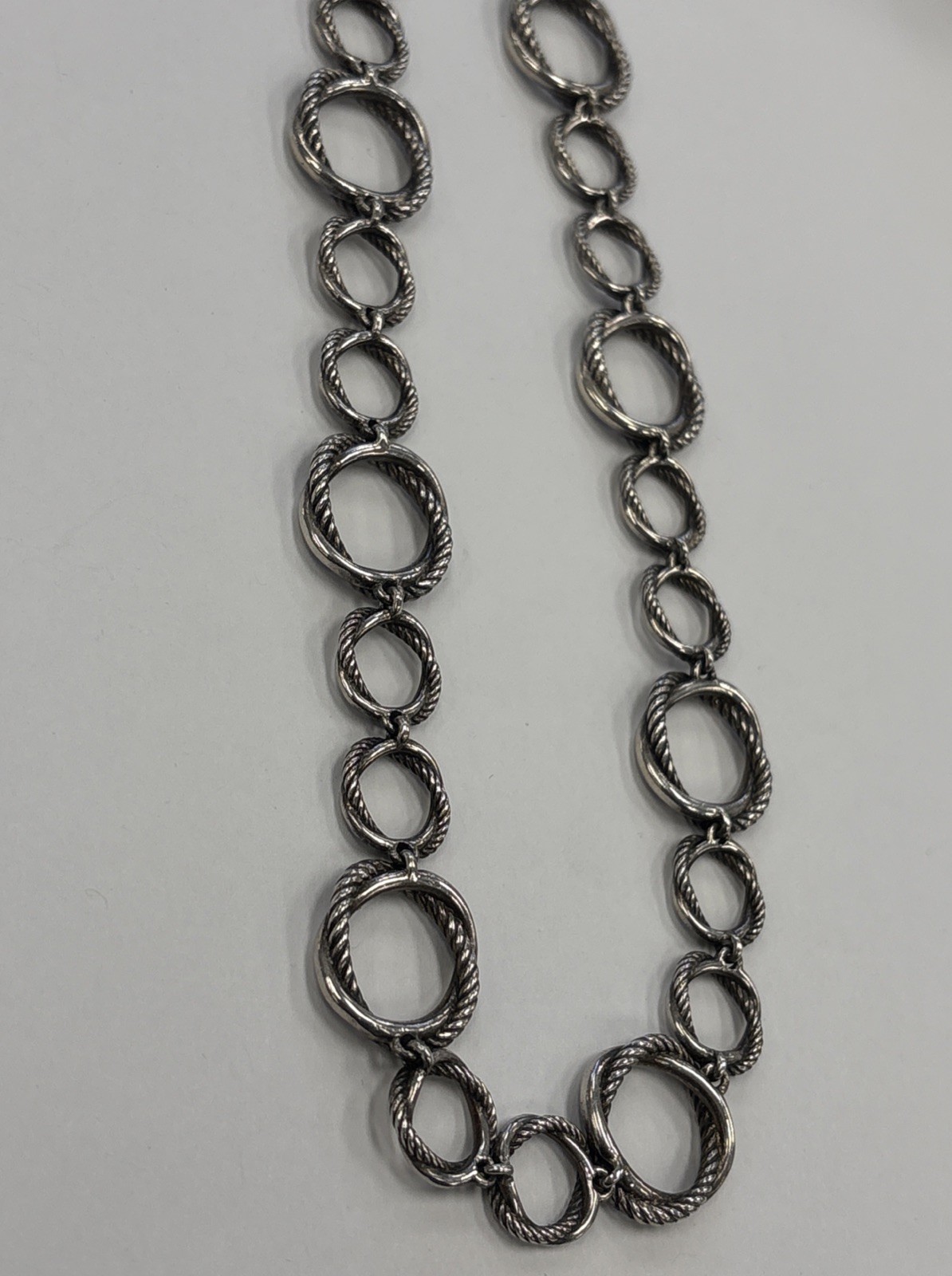 David Yurman Silver Crossover Infinity Rope Circle Chain Necklace 17”