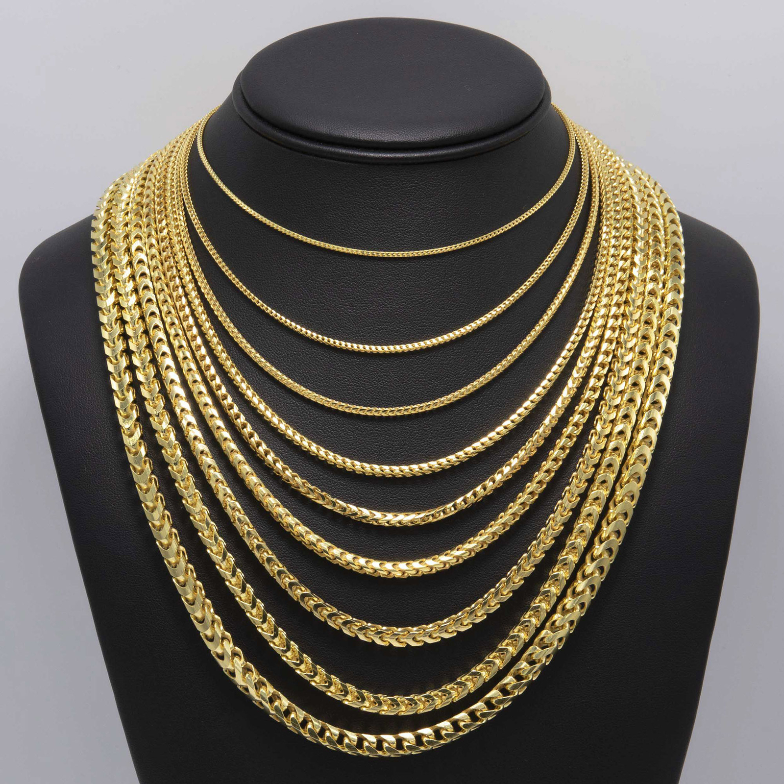 Franco Chain Solid 14K Yellow Gold-Plated Silver 925 Italy All Sizes