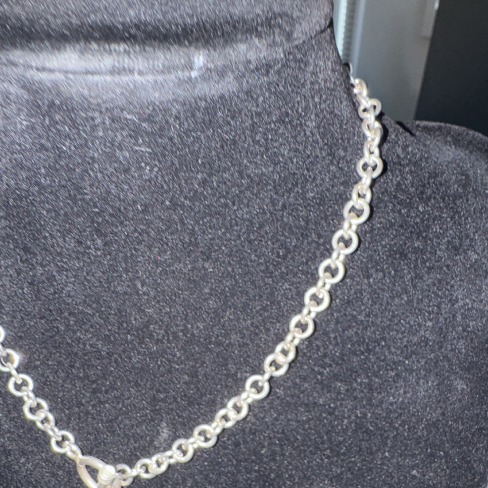 Sterling silver 925round link chain necklace with toggle clasp stylish