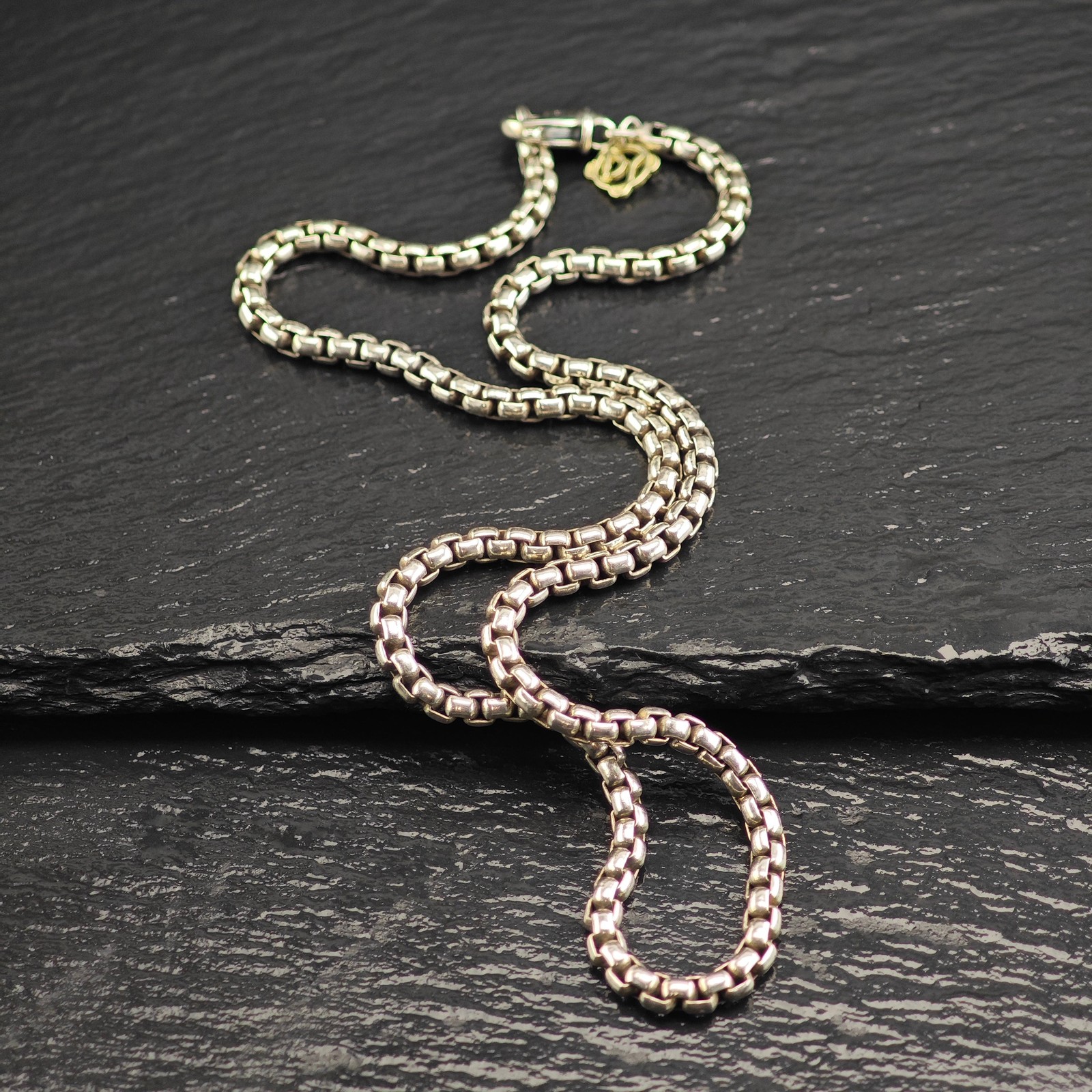 David Yurman 14k Gold Accent, Sterling Silver 3.5mm Box Chain Necklace 16″ N2715