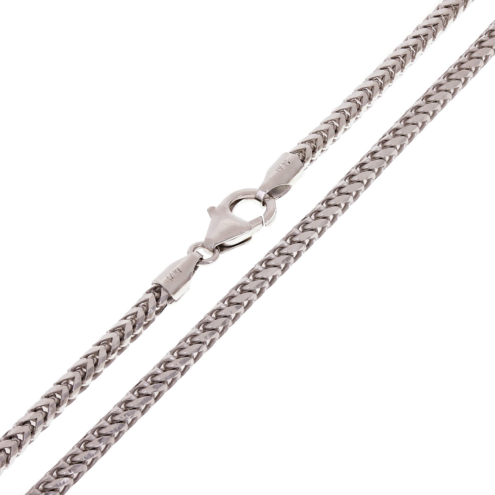 Italian 14k White Gold Solid Diamond Cut Franco Chain Necklace 18″ 2.7mm 18.1g