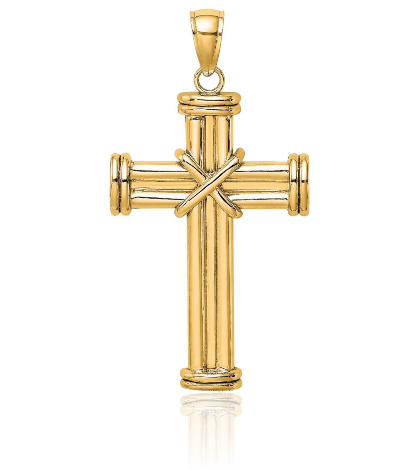 14K Solid Yellow Gold Extra Large Cross Pendant Necklace 36.95mm 1-1/2 inch