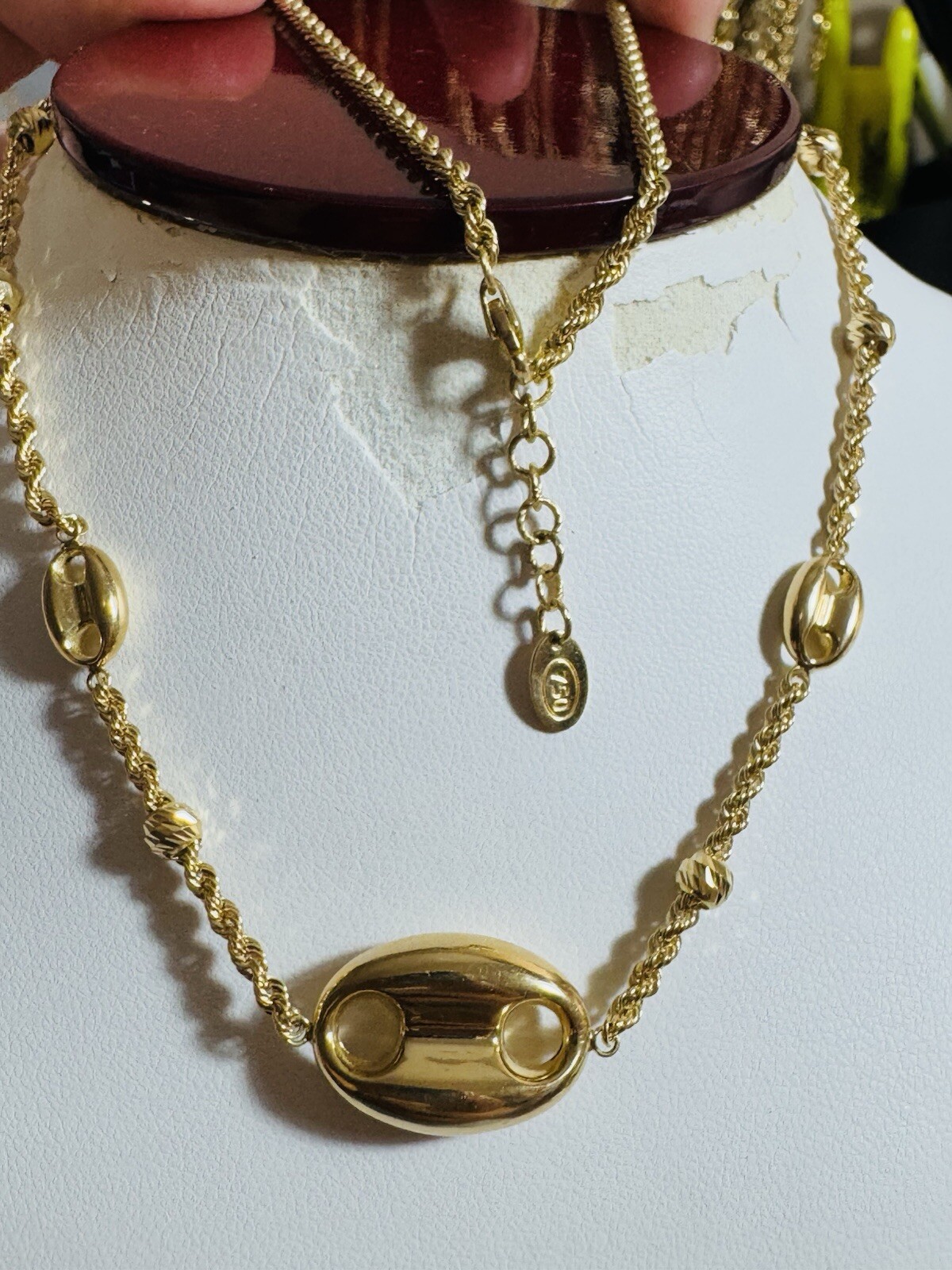 New 18K 750 Dubai Yellow Solid Gold Puff Necklace 17.5” -17” Inch 6g 2.5mm
