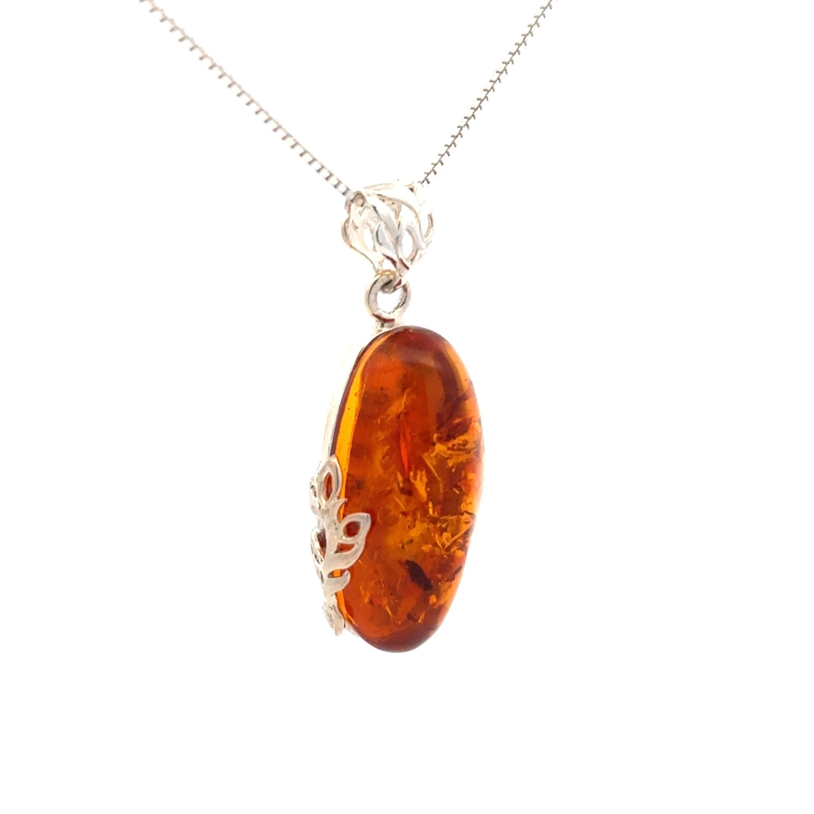 Sterling Silver Baltic Amber Pendant (1/2 x 1 1/2 Inch)
