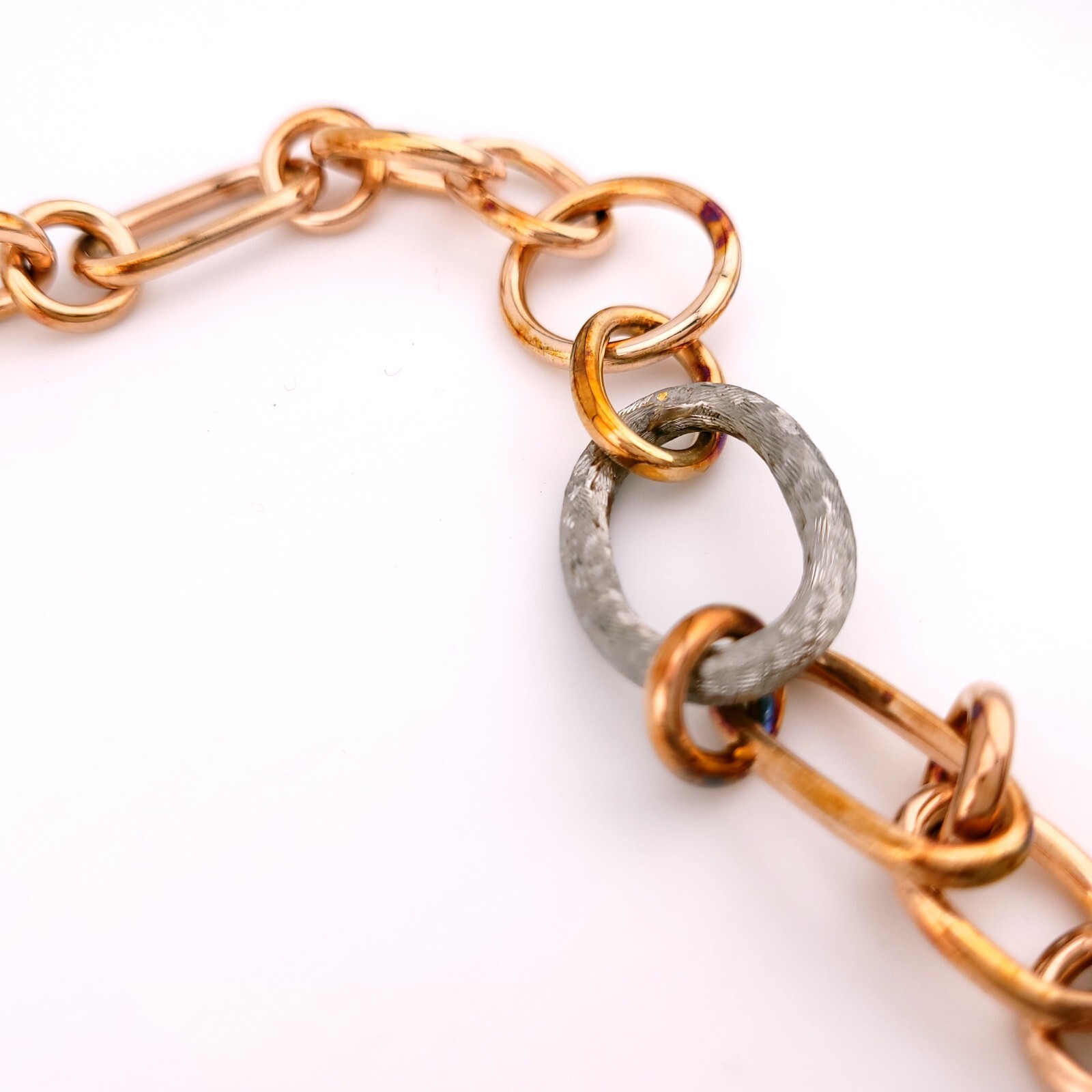 Daniel W. Danwak Sterling Silver Rose Gold Tone Large Chain Link 32″ In Necklace