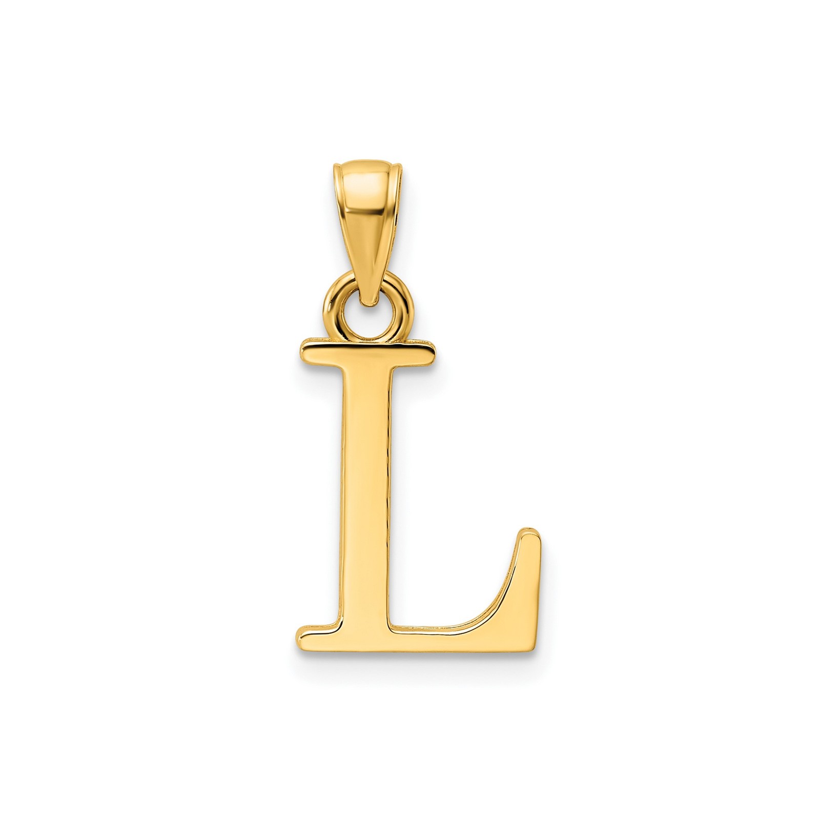 14k Yellow Gold Letter L Pendant Block Initial Charm for Women Unisex Jewelry