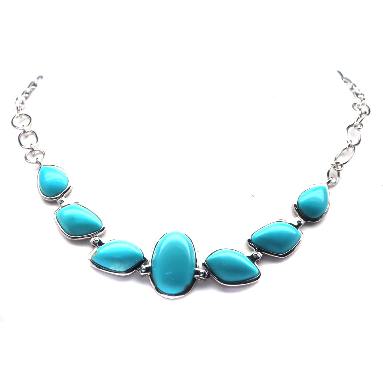 925 Sterling Silver Blue Turquoise Made in Thailand Necklace 18.5 in