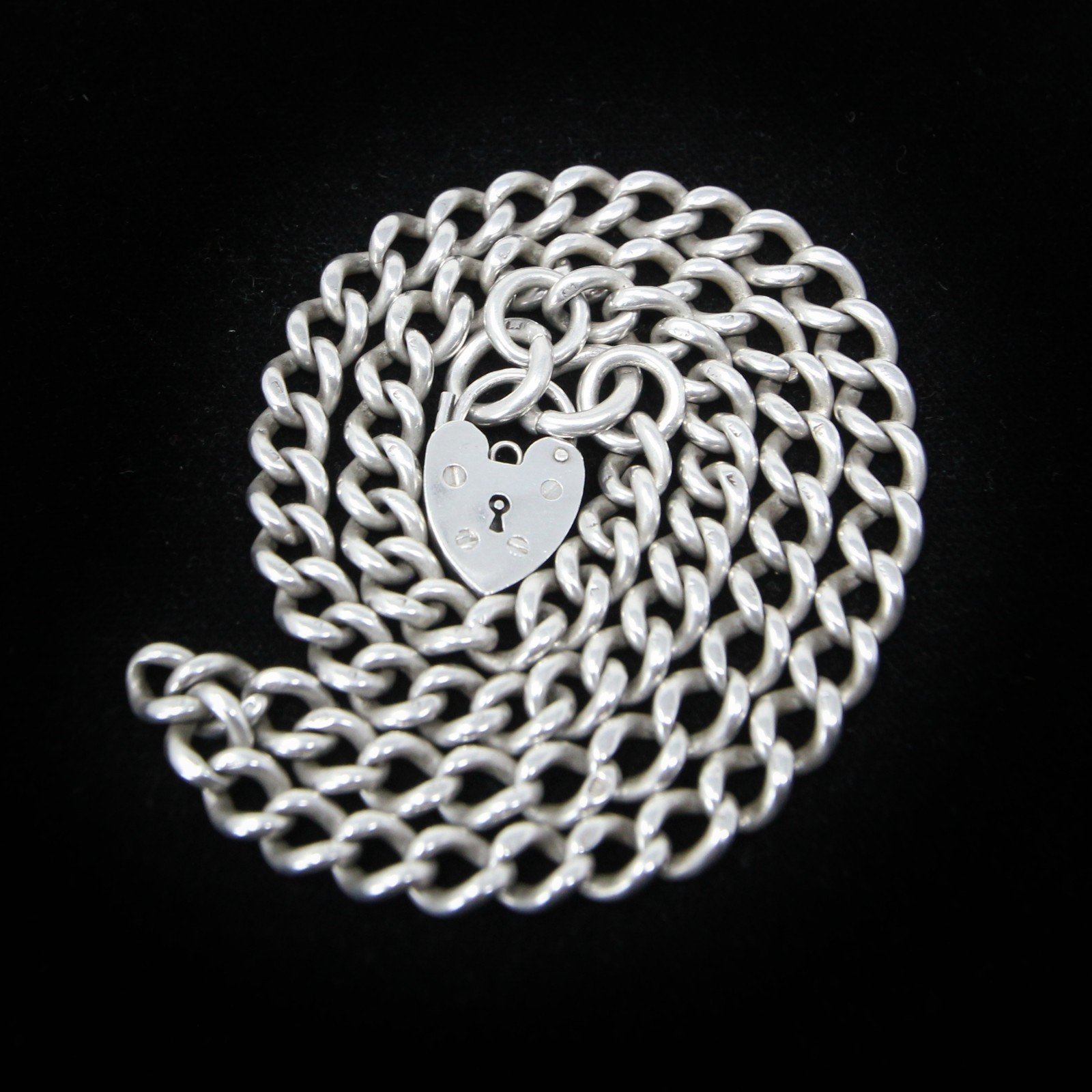 Antique 1899 Hallmarked Solid Sterling Silver Double Albert Curb Chain Necklace