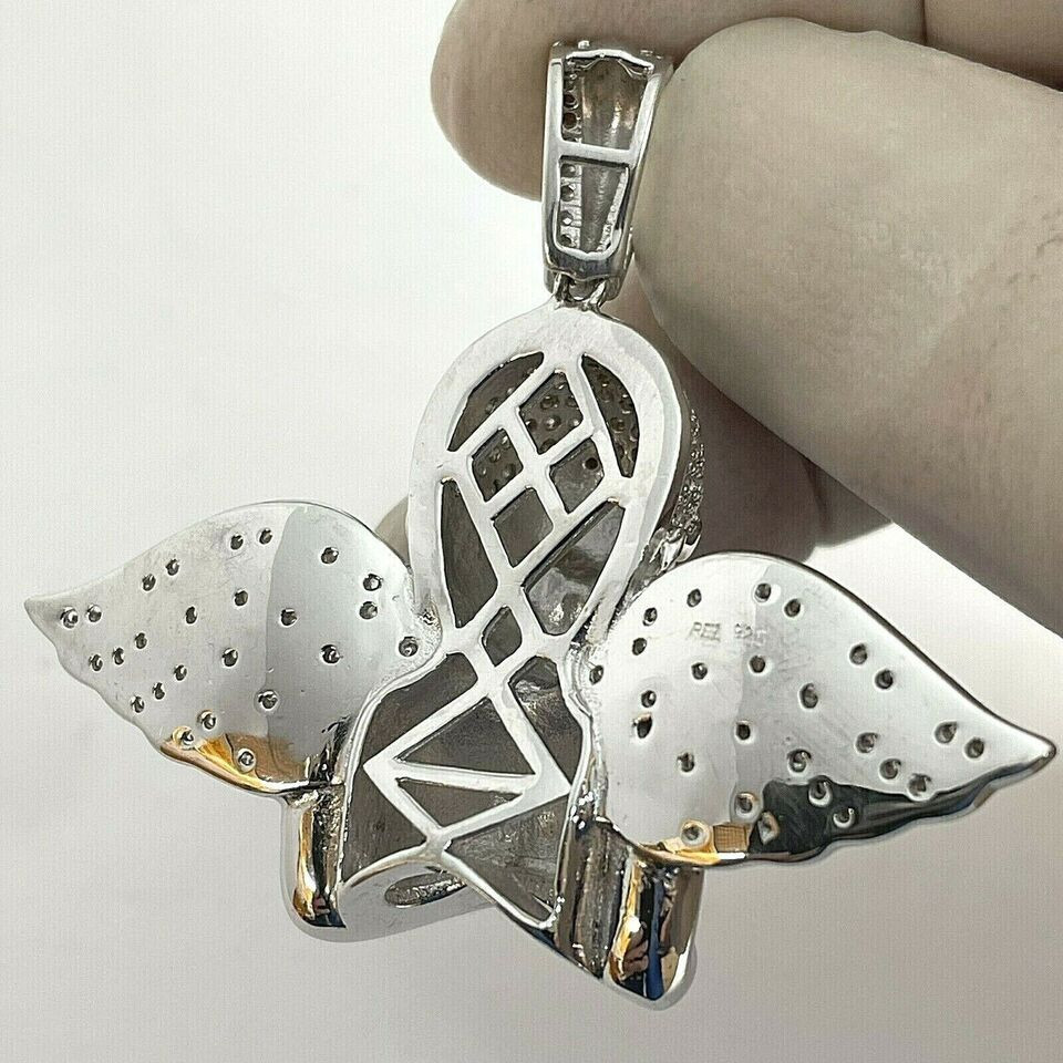 1.00Ct Lab Created Diamond Round Angel Charm Love Pendant 14K White Gold Plated
