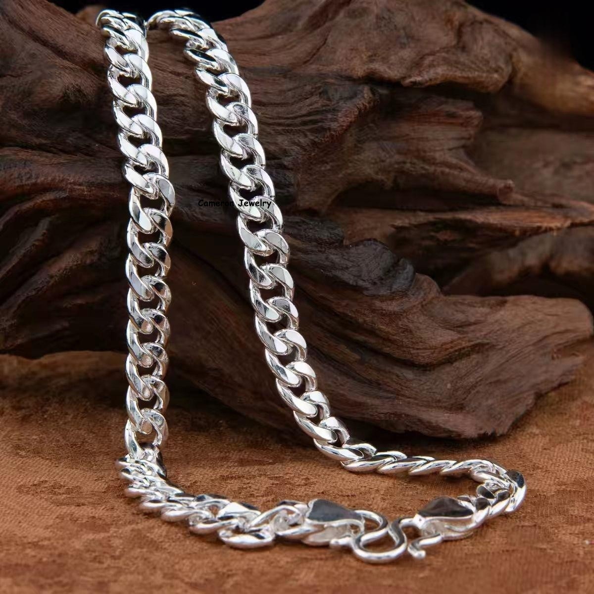 Solid 999 Fine Silve Cuban Link Chain 3mm-13mm Curb Necklace 16-26inch All Size