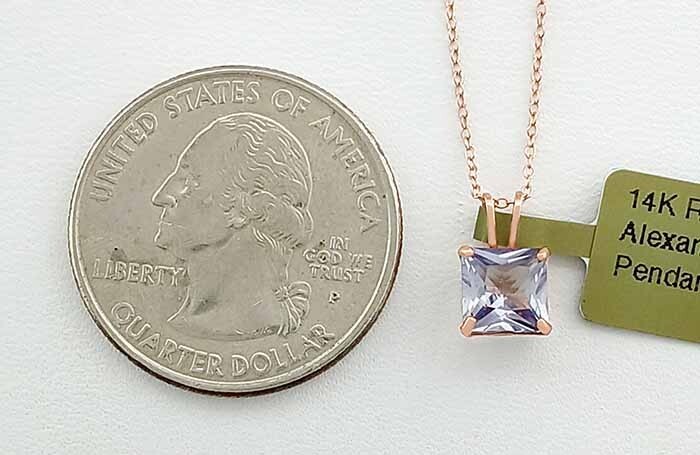 LAB CREATED 1.05 Cts ALEXANDRITE PENDANT 14K ROSE GOLD – New With Tag