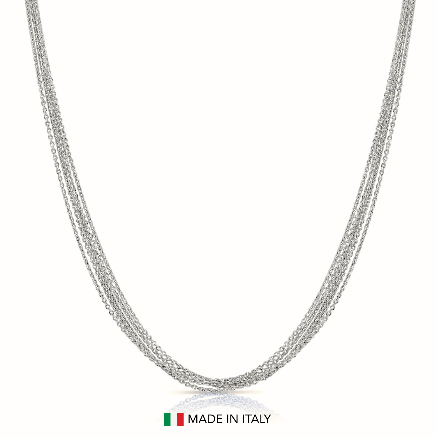 Solid 925 Sterling Silver Brilliantina Multi Strand Cable Chain Italian Necklace