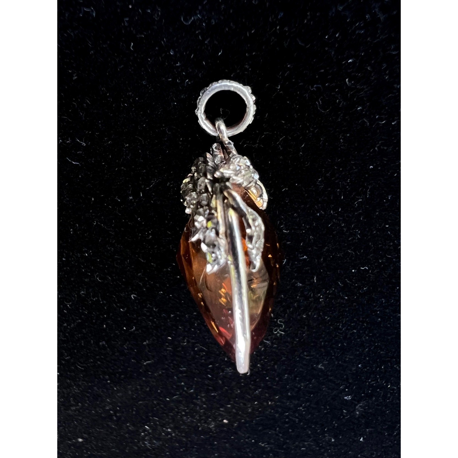 Madeira Citrine 18K White Gold Heart Pendant with Diamond Accents