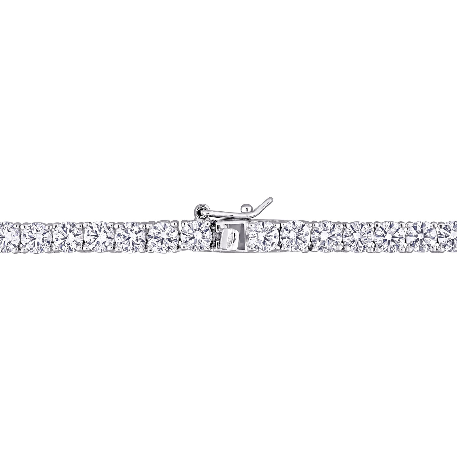 Amour Sterling Silver 33 CT TGW Created White Sapphire Tennis Necklace