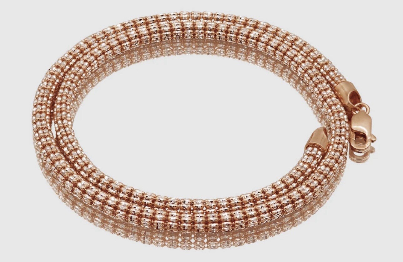 Solid 10K Two Tone Rose Gold Ice Link Chain Necklace 2.5mm Width/20” Length-14g