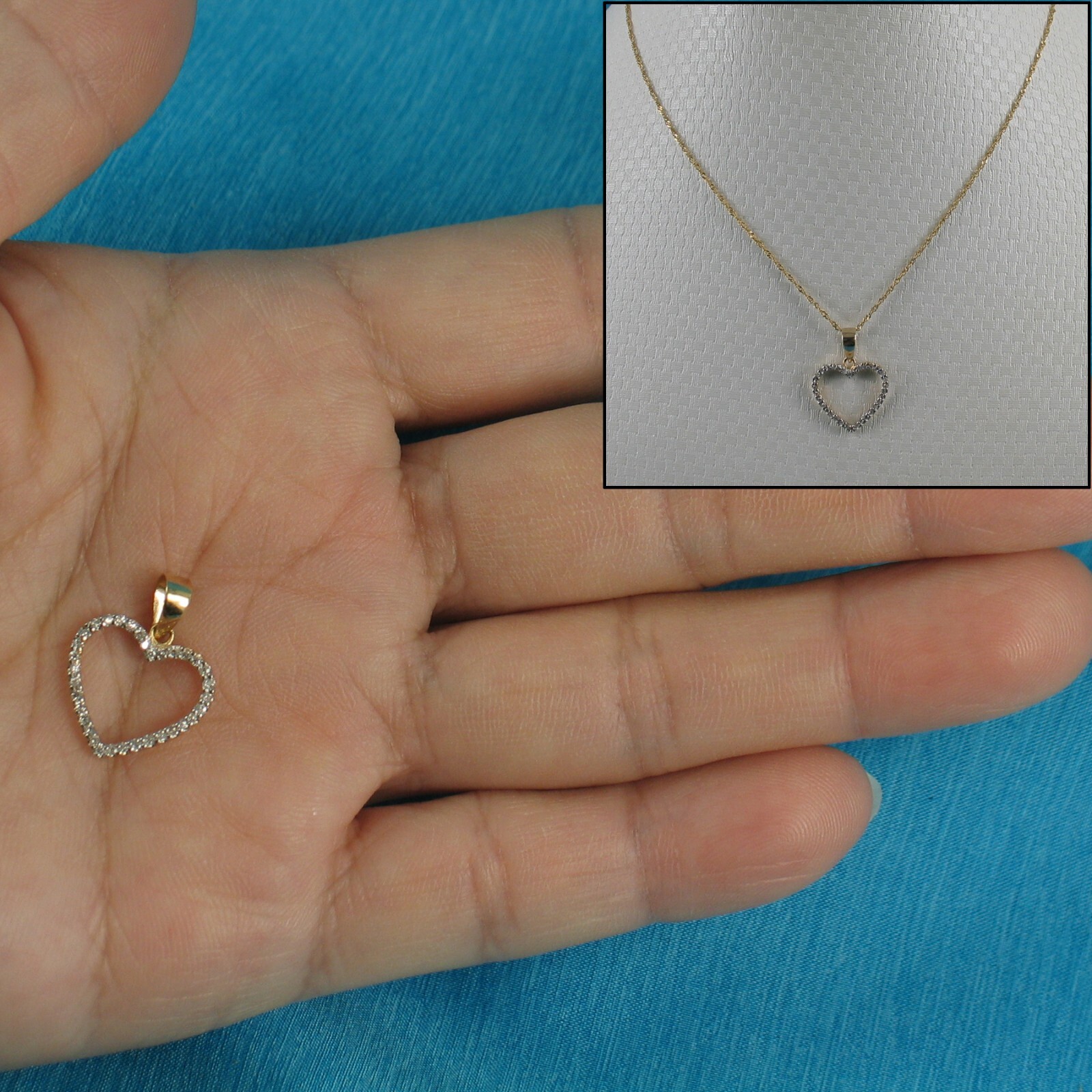 Beautiful & Love Heart 14kt Solid Yellow Gold Diamond Pendant Necklace