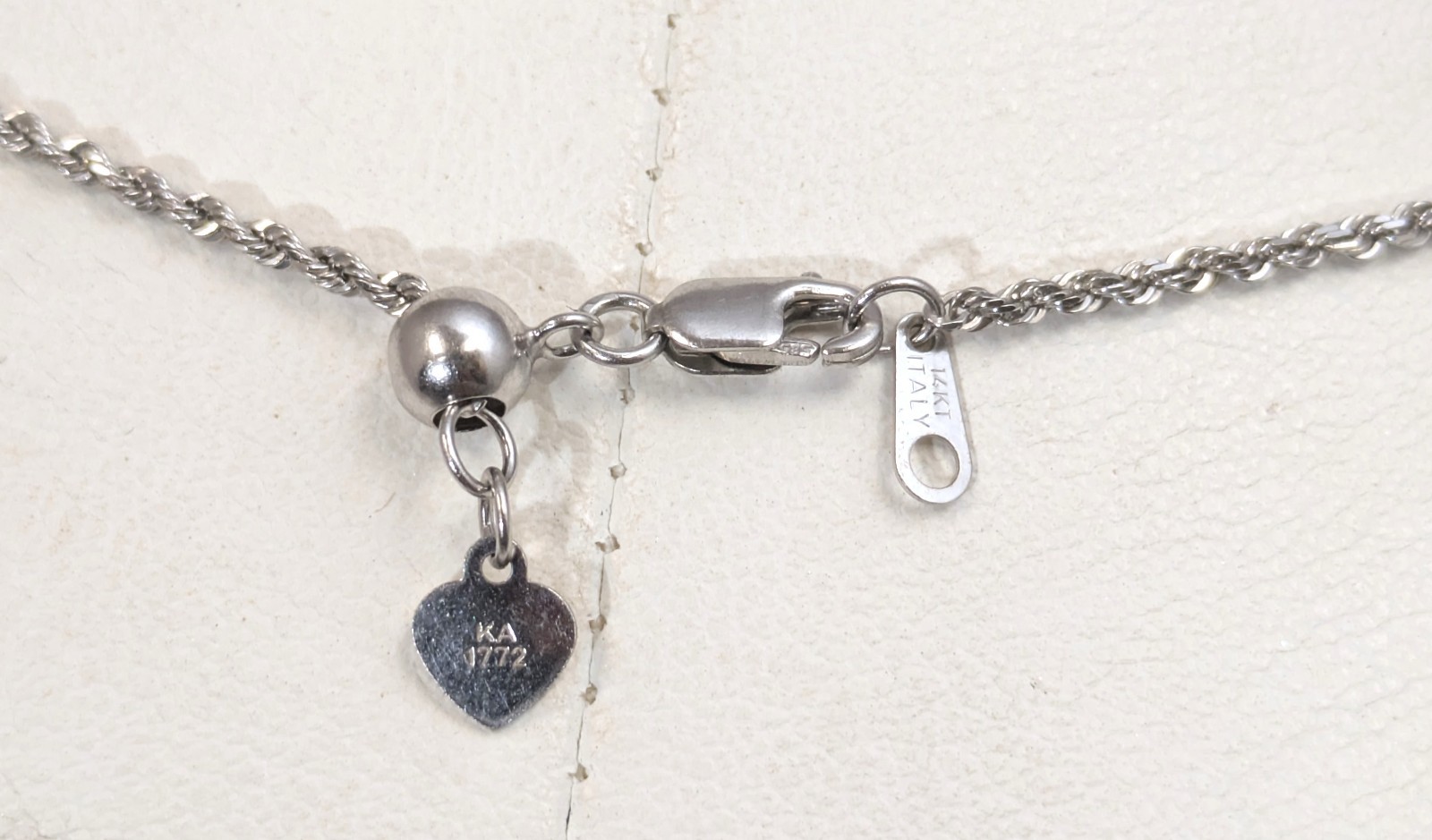 14K Solid White Gold Chain, 19-1/2” Long