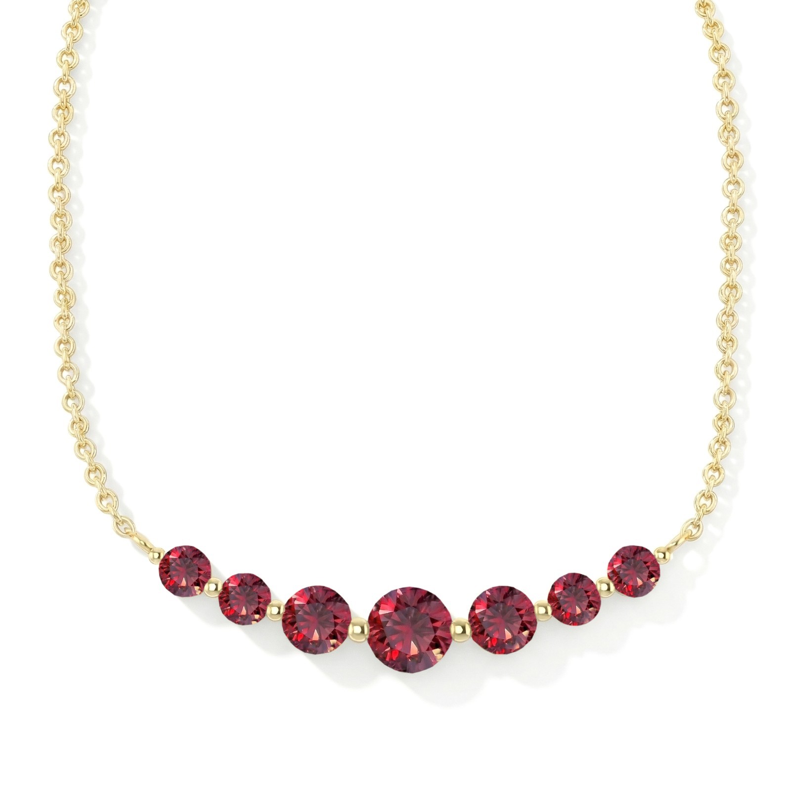 Ruby Necklace in Gold, Red Gemstone Bar Necklace, July Birthstone Jewelry
