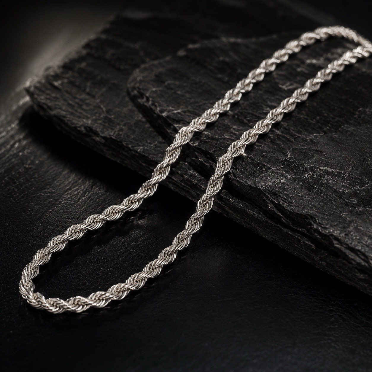 Rope Chain Link 22” S925 Silver Plated 925 Necklace Figaro Jewelry Men’s Jewelry