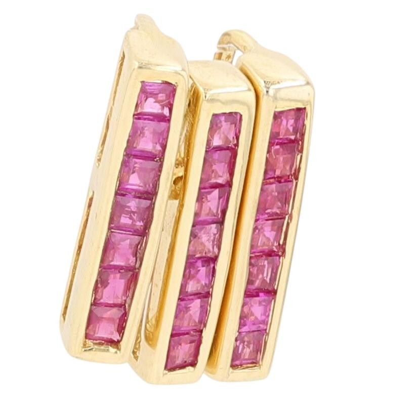 1.05ctw Ruby Offset Articulated Bar Pendant w/o Chain 18k Yellow Gold 3.51 Grams