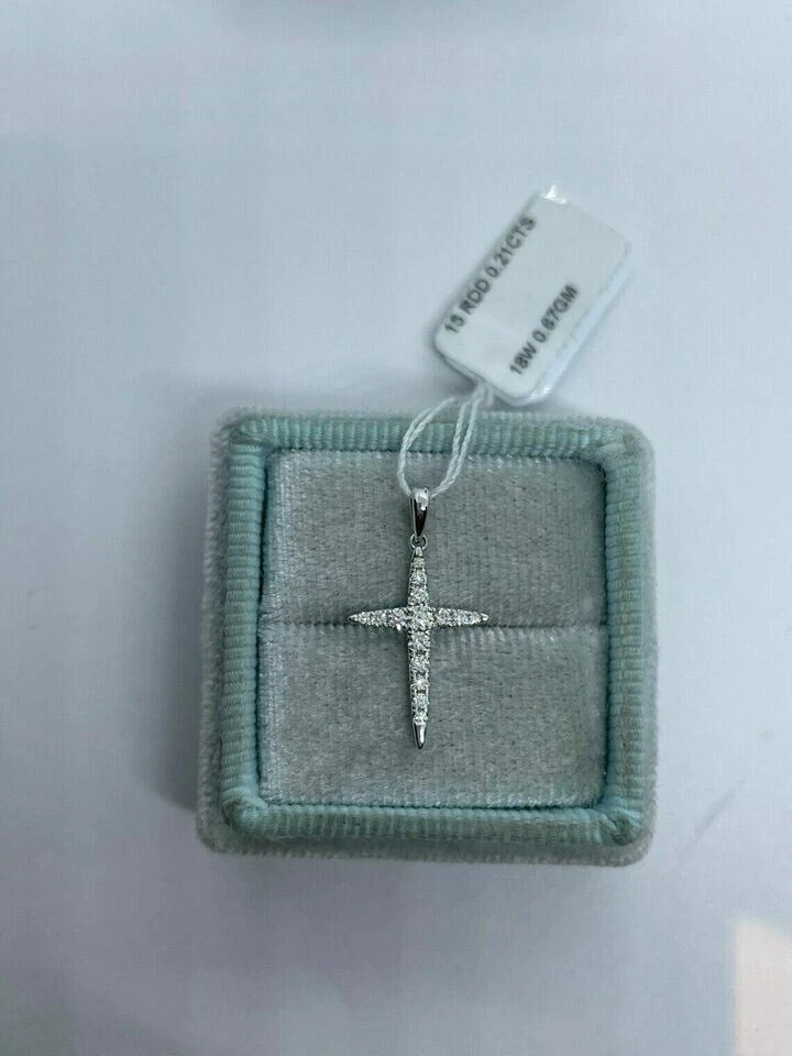 1Ct Round Cut VVS1D Diamond Cross Pendant 14k White Gold Finish 18″ Free Chain