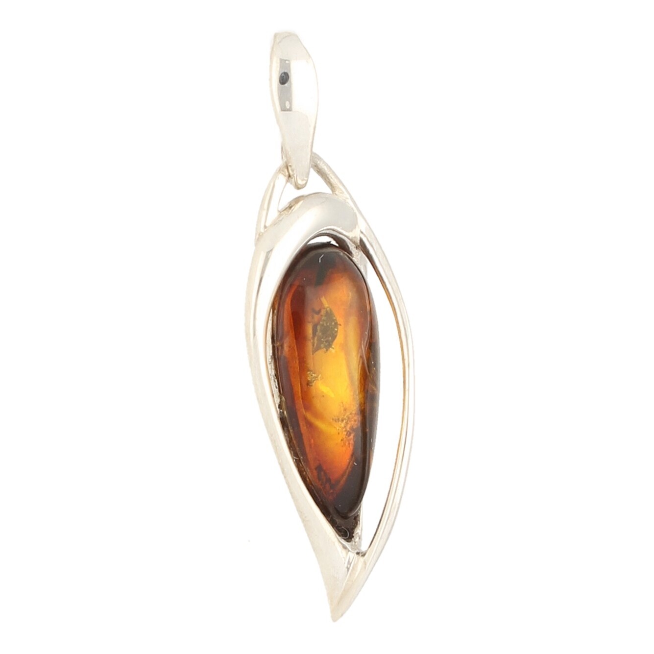 Sterling Silver Amber Pendant (13x30mm)