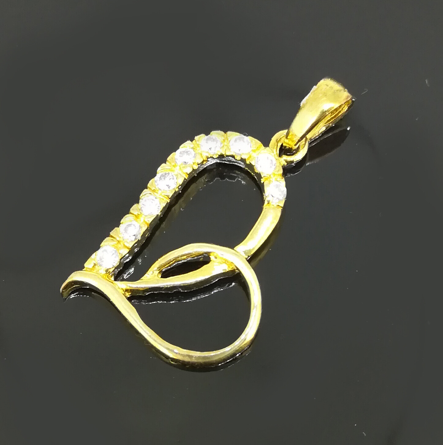 18k GP Genuine Solid 925 Sterling Silver Heart CZ Pendant N-A888 Woman Gift