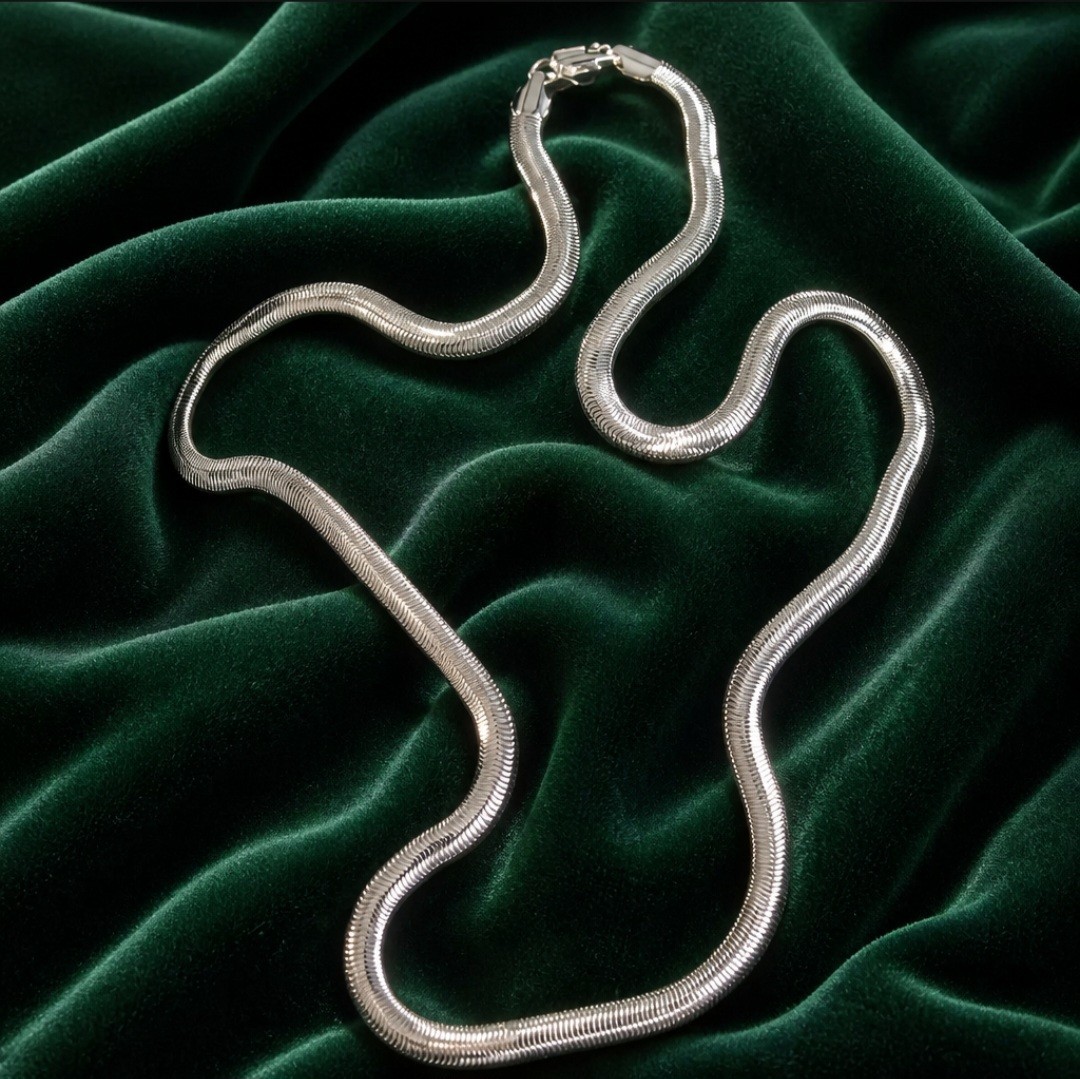 Herringbone 26″ 925 Sterling Silver 7mm Thick Necklace