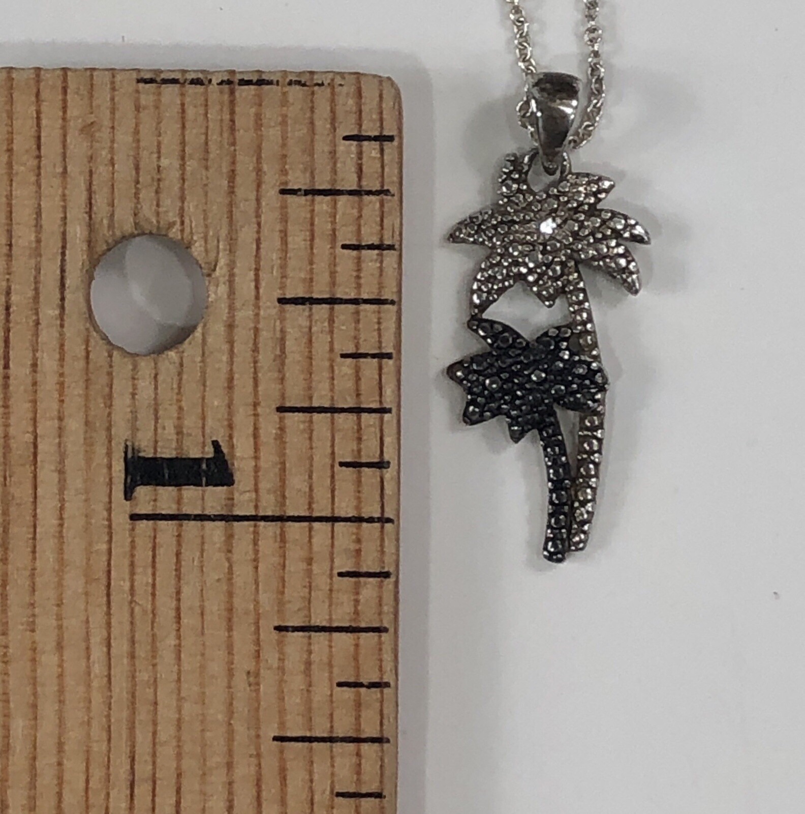 JCM Jacmel Necklace 925 Sterling Silver Palm Tree Diamond Accent – 18″ Length
