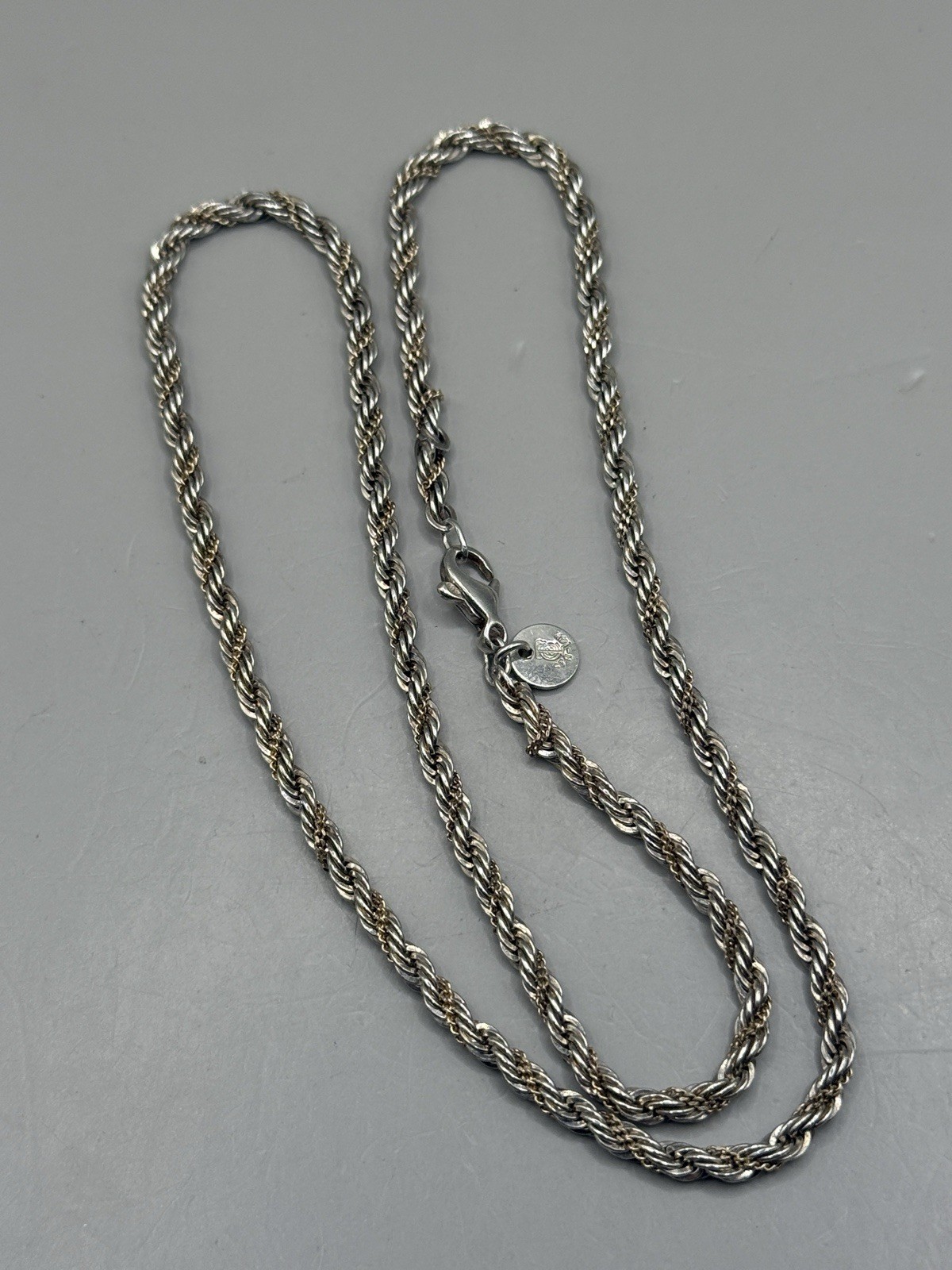 Sterling Silver & 14k Yellow Gold Twist Braided Solid Rope Chain Necklace 18”