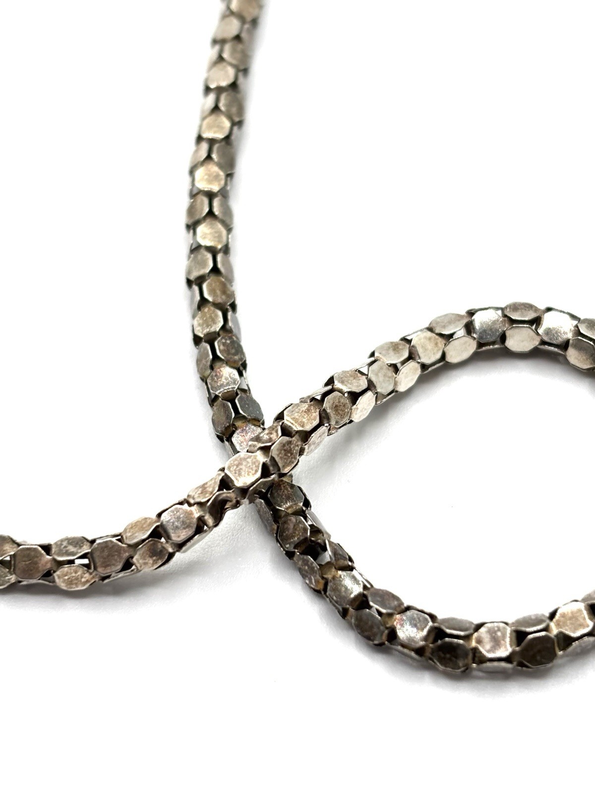 Vintage 835 German Silver 3.5mm Beaded Snake Curb Chain Necklace 37”