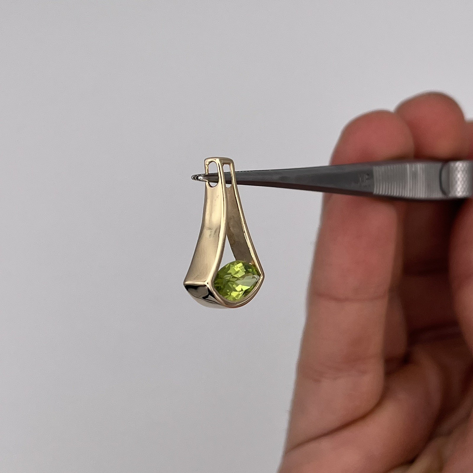 14k Yellow Gold Ladies 10x6mm Marquise Green Peridot Slide Charm Pendant 22mm