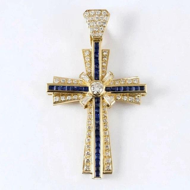 2 Ct Round Lab Created Diamond Cross Wedding Pendant 14K Yellow Gold Plated
