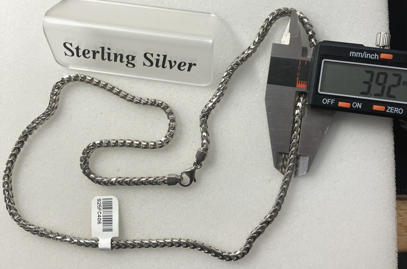 925 Sterling Silver Italy Solid Franco Chain Heavy 40.7grams 4mm 24” New w/ Tag