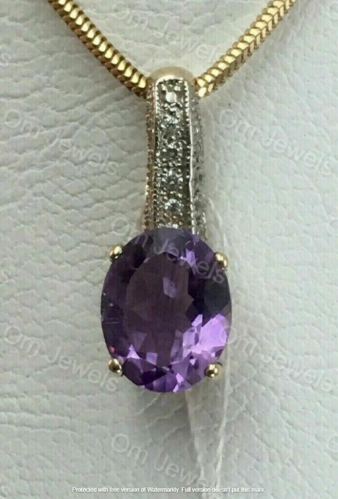 2Ct Oval Cut Amethyst Solitaire Pendant 14k Yellow Gold Finish 18″ Free Chain