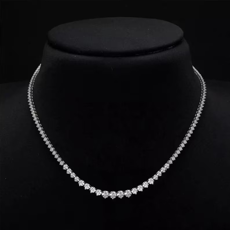10Ctw Round Cut Lab Created Diamond Tennis Necklace 14k White Gold Plated