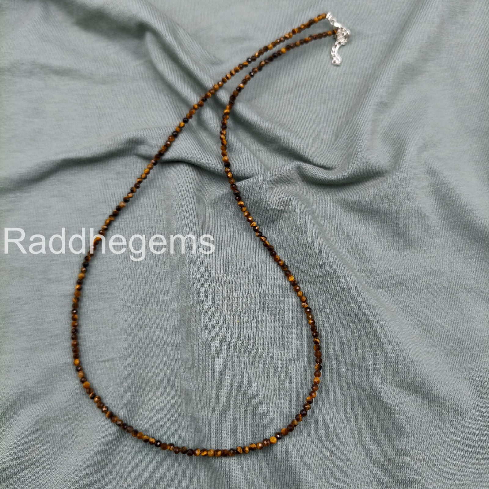 Tiger’s Eye Beaded Necklace, Brown Gemstone Necklace, Minimalist Crystal Jewelry
