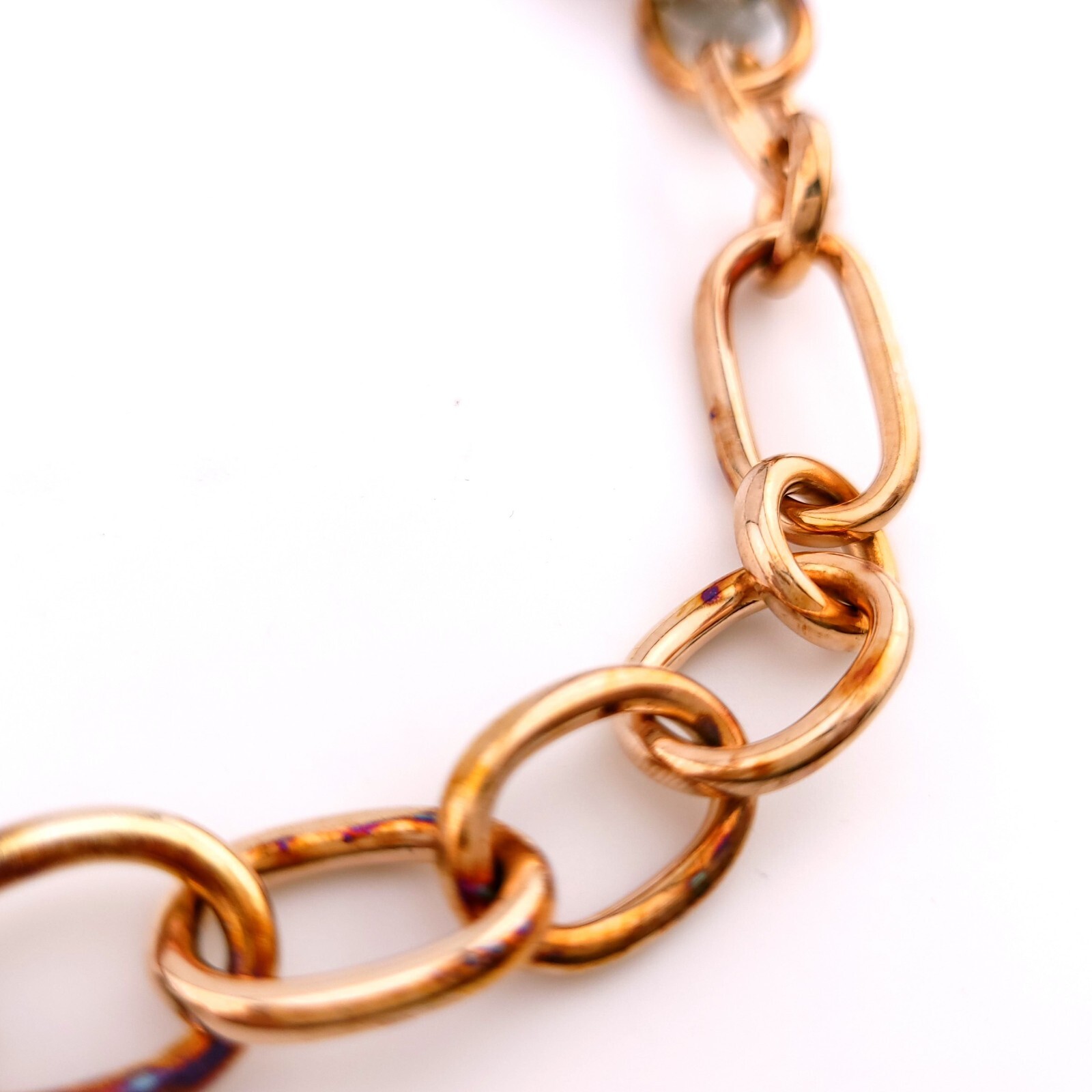 Daniel W. Danwak Sterling Silver Rose Gold Tone Large Chain Link 32″ In Necklace