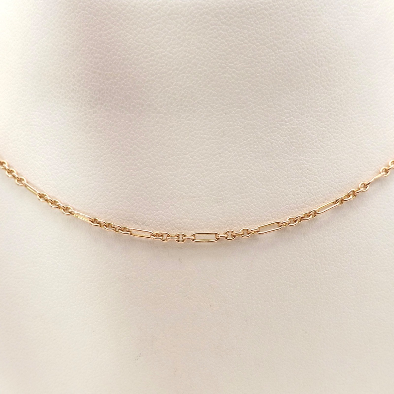 Solid 10k Rose Gold Art Deco Oval Round Cable Link Chain Necklace 15in