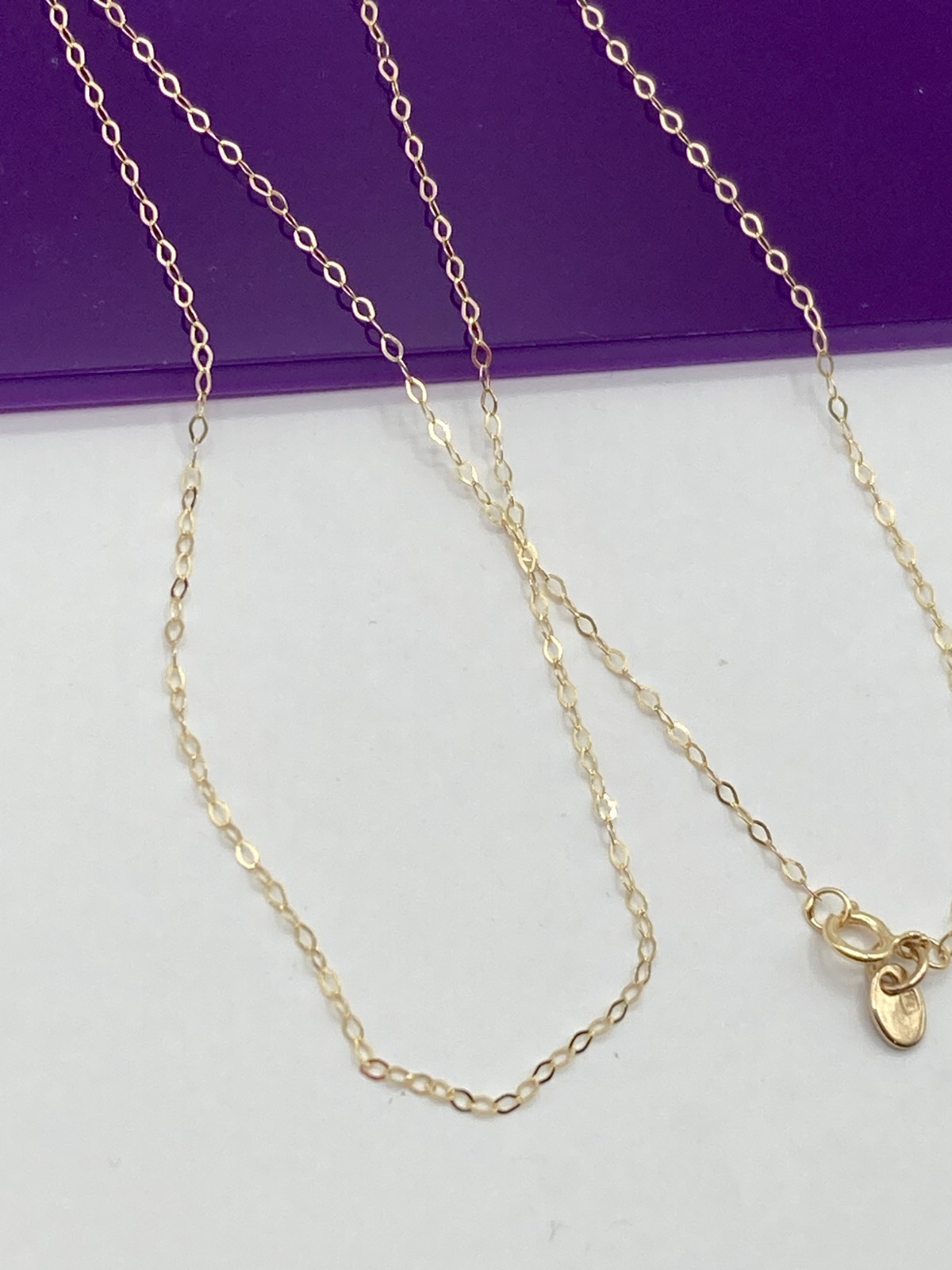 solid 10k gold flat links chain 1.2mm necklace