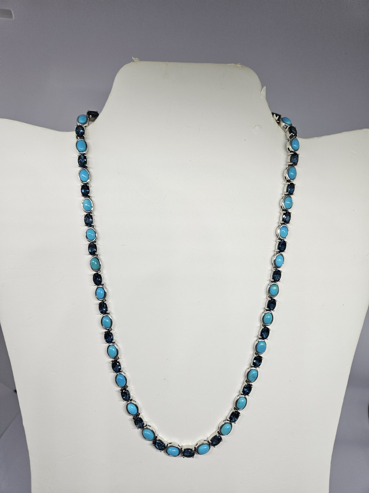 Sleeping BeautyTurquoise and Blue Topaz 16″ KHR Necklace