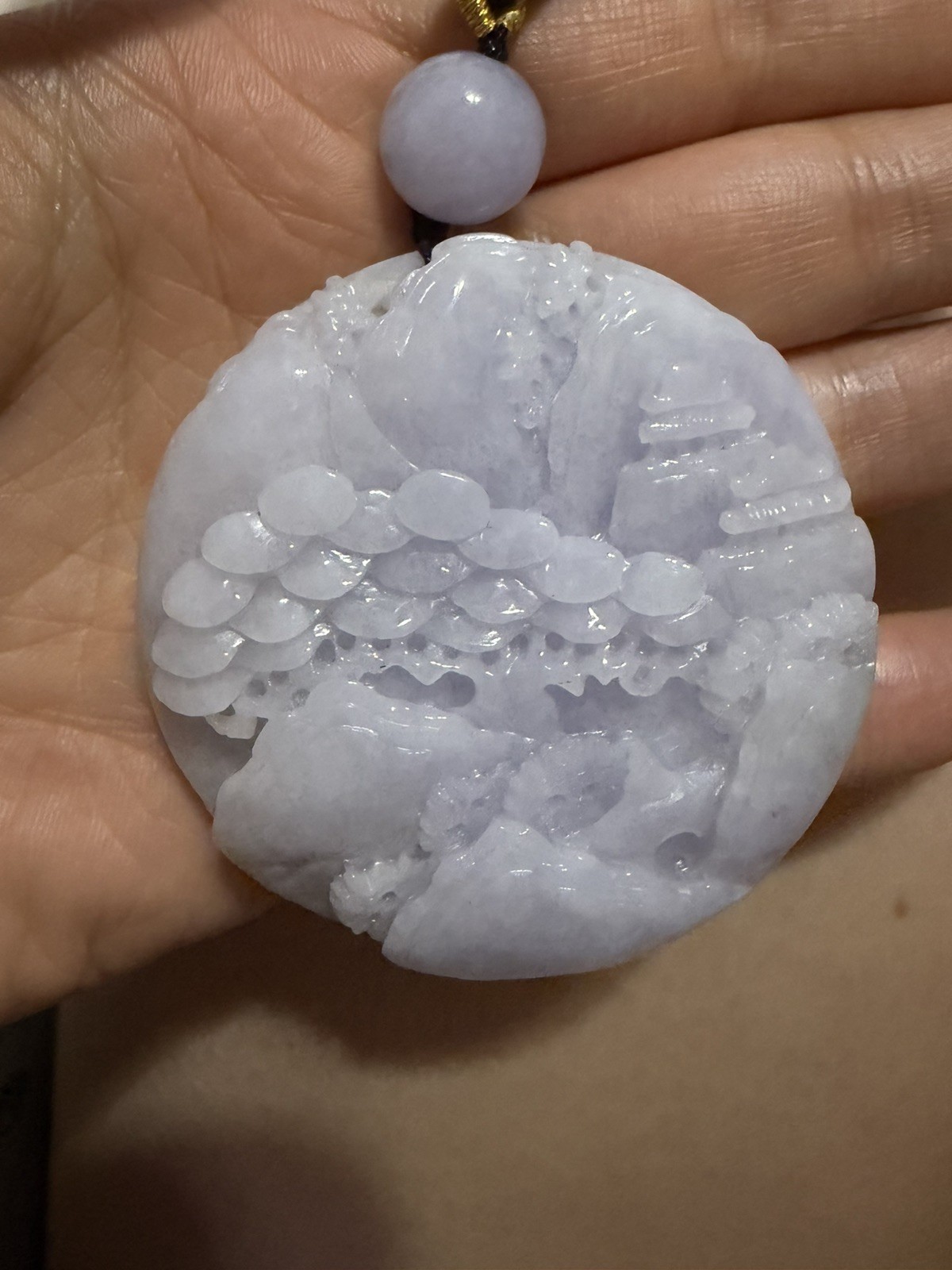Untreated Burma Myanmar Grade A Jadeite LAVENDER Landscape Carved純天然翡翠A货水潤紫羅蘭 山水