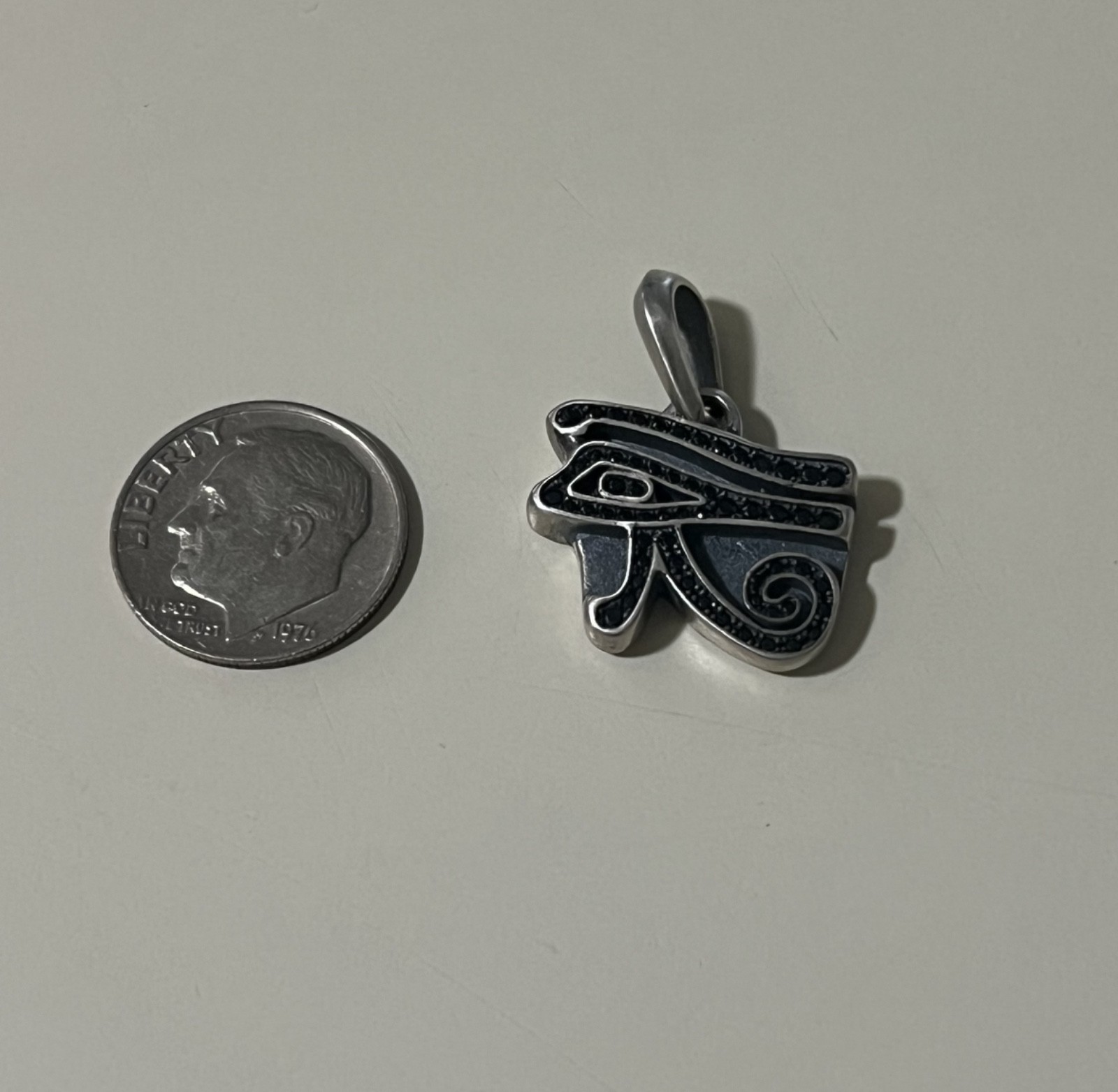 David Yurman Sterling Silver Eye of Horus Pendant with Black Diamonds