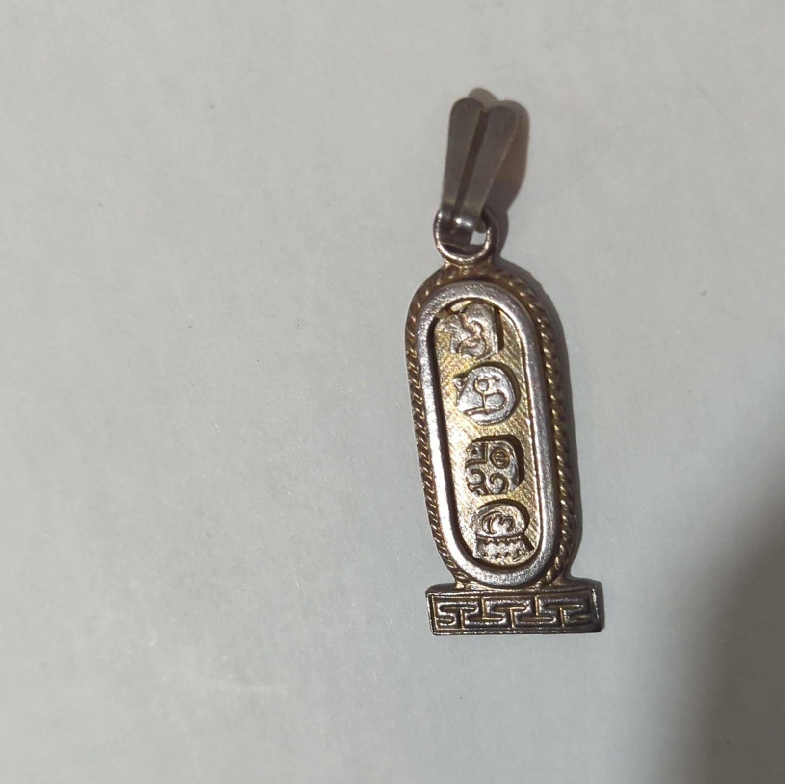 Oro Maya Sterling Silver 925 Egyptian Cartouche Hieroglyphics Symbols Pendant