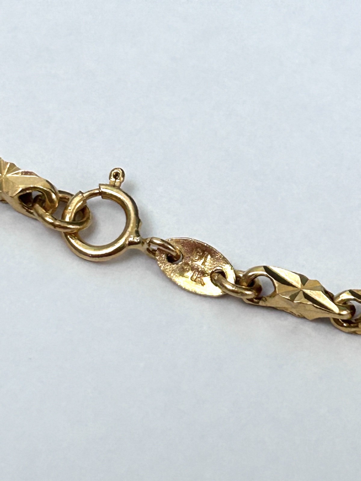 21K Solid Yellow Gold Box Bar Link Chain Necklace