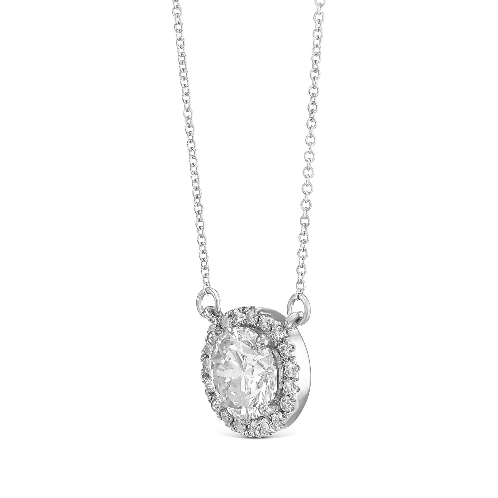 IGI Diamond Pendant VVS2 E Round 2.60 Carat Lab Created 14k White Gold Eye Clean