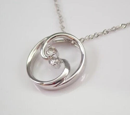 Fancy Two Stone Pendant 1Ct Round Cut Lab Grown Diamond In 14k White Gold Plated