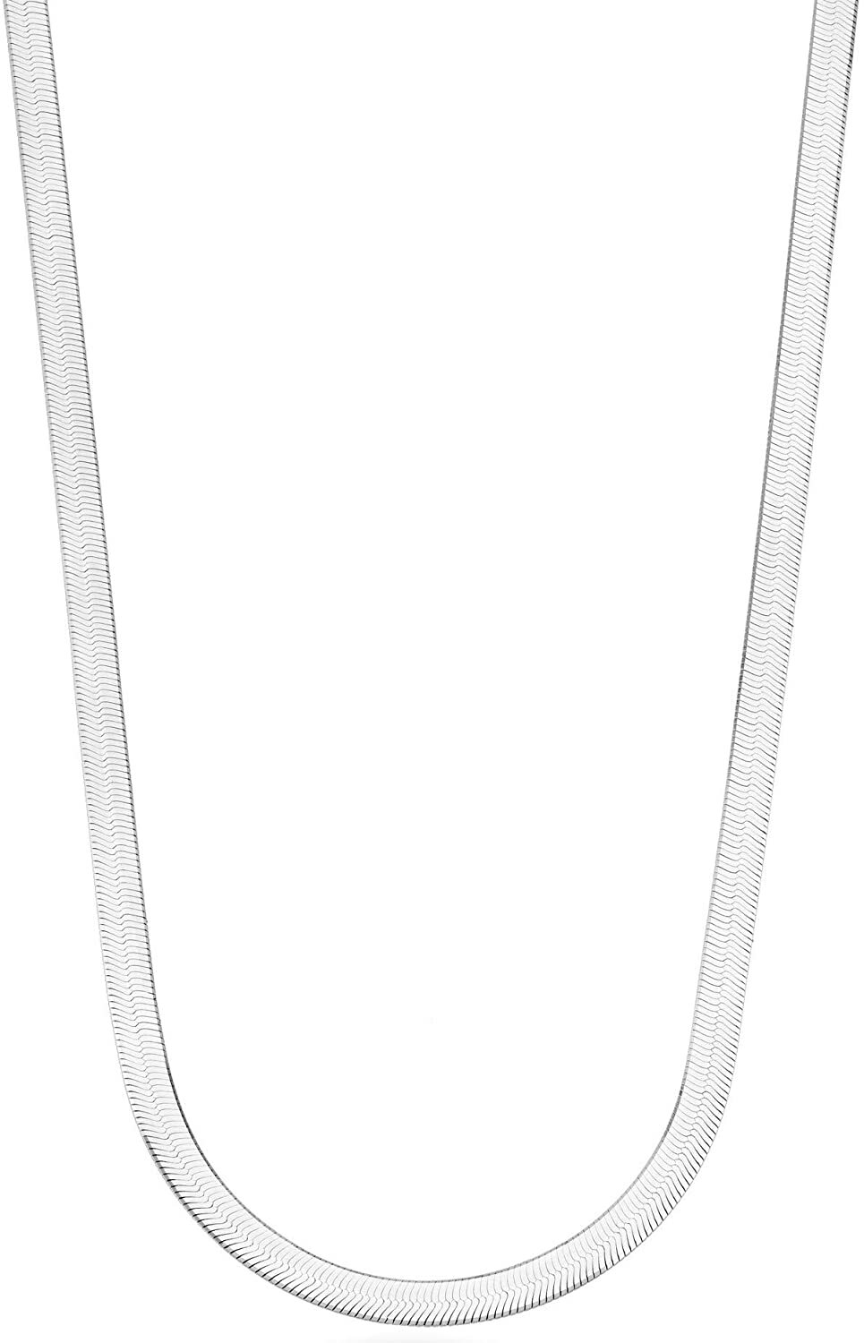 4.5MM Solid 925 Sterling Silver Italian Flexible Flat Herringbone Chain Necklace