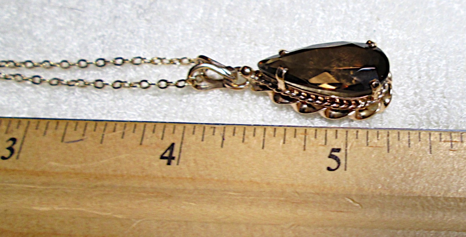 14K ROSE GOLD SMOKY QUARTZ NECKLACE 7.00 CTS 7.9 GRAMS 23 INCHES VINTAGE